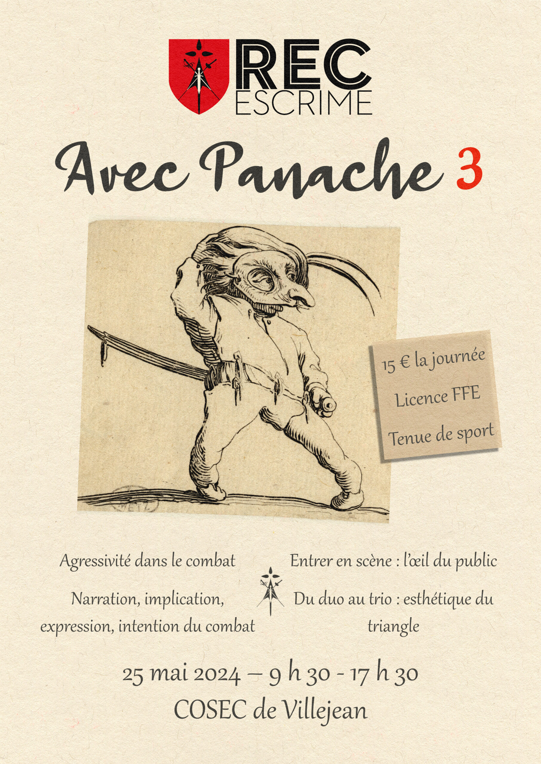 Affiche Avec Panache 3 le stage des anim-educ du REC Escrime